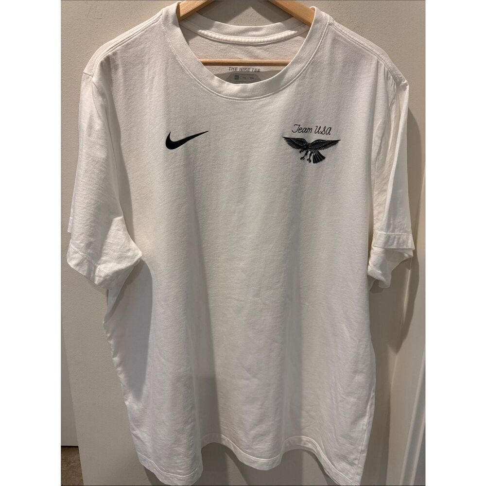 Nike White Team USA Short-Sleeve Crew Tee with Navy Logos Eagle Japan size XXL